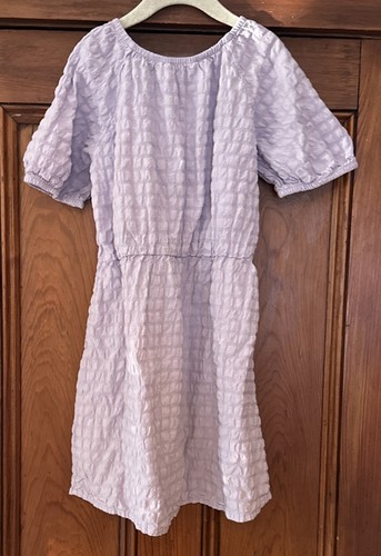 Vestido Babydoll Texturizado Manga Abullonada Púrpura H&M Niña Talla 7 Pullover Fácil - Imagen 8 de 12