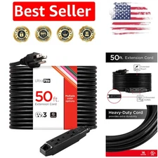 3-Outlet 50 Ft Heavy-Duty Extension Cord -  Listed for Indoor/Outdoor Use