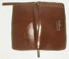 Baellerry Brown Leather Zip  Wallet Bills Credit Card w Zip inside coin purse
