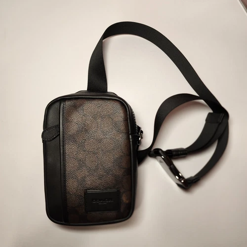 NWT Coach CW347 Edge L Pack In Signature Canvas and Leather Walnut/Black
