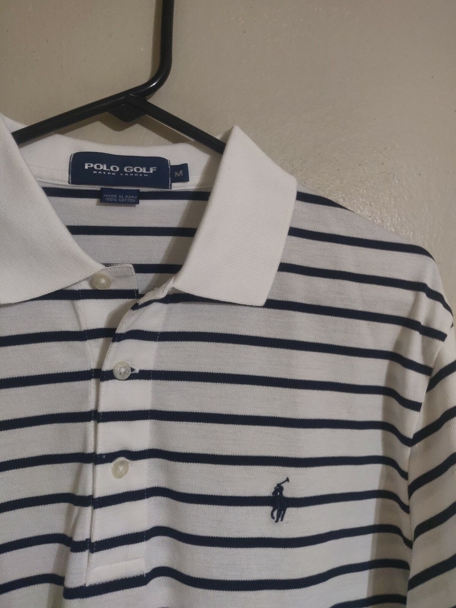 Polo Golf Ralph Lauren S/S White Navy Stripes Casual Polo