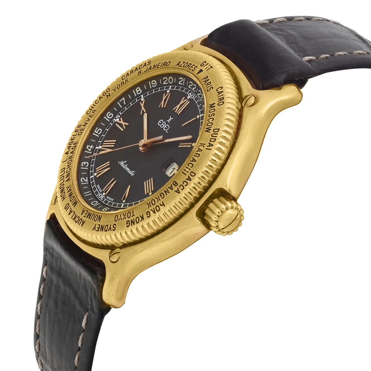 【yoshi-san専用出品】エベル　EBEL 18KT GOLD Ebel Voyager World Time 18K Yellow Gold Black Dial Automatic