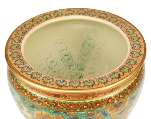 Vintage Chinese Pottery Porcelain Jardiniere Fish Bowl Planter - Imagen 5 de 7