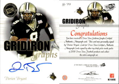 2008 Press Pass SE Gridiron Graphs Gold #GGDB Dorien Bryant AUTO - NM-MT