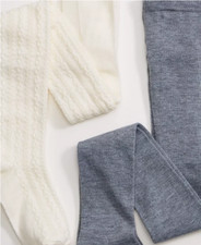 Little Girls Sweater Tights Pack of 2 Cream/Heather Grey size 2-4 
