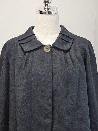 Anne Klein Womens Linen Jacket Cape 16 Pleated Collar and Back Minimalist - Picture 3 of 12
