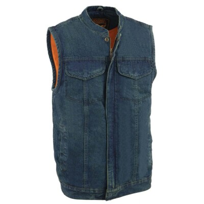 Milwaukee Leather 3000 Men's 'Brute' Blue Denim Club Style Motorcycle Vest