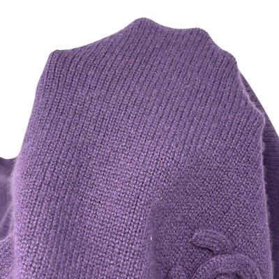 CHANEL Vintage P44576 CC Logo Sweater Top #34 Pullover Purple