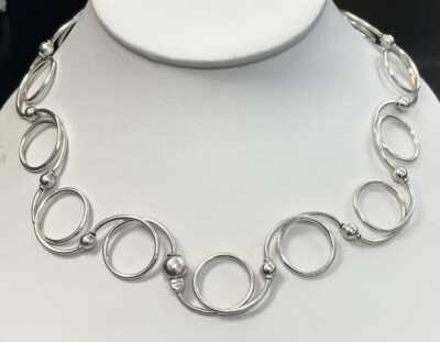 Rare Vintage 2000 Tiffany & Co Sterling Silver Swirl Beads Choker 