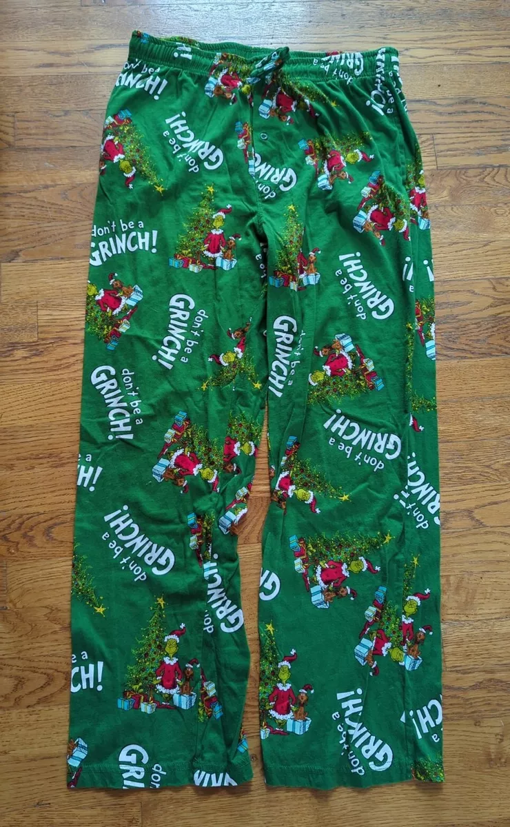 Mens Dr Seuss Don't be a Grinch PJ Pants Size Large (36-38) ~ Green