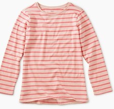 TEA COLLECTION Striped Layering Tee - Apple Blossom/Sherbet Orange-NWT Girls 8