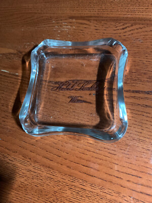 Vintage Hotel Sacher Wien (Vienna) Clear Glass Advertising Ashtray Trinket Dish