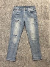 7 For All Mankind Josefina Skinny Boyfriend Distressed Jeans Womens Sz 28 Blue