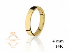 14K Yellow Gold 4mm FLAT Wedding Band Ring - Comfort Fit High Polished New
