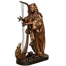 ARTHUR STRASSER Antique Original Signed Bronze Nubian Singer Sculpture Statue