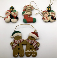 Lot of 4 Christmas Tree Ornaments of Gingerbread People, Snowman  Mouse