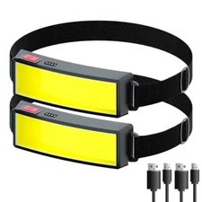 Headlamp COB LED USB Rechargeable Headlight Torch Work Light Bar Head Band Lamp