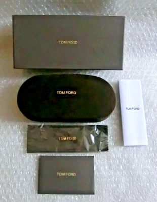 Tom Ford Large Hard Glasses Sunglasses Case Cleaning Cloth & Box - New Old Stock