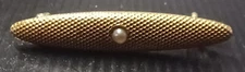 14k  Antique Yellow Gold   Bar Scarf Pin 1 Seed Pearl -  1 Inch long - 1  Gram