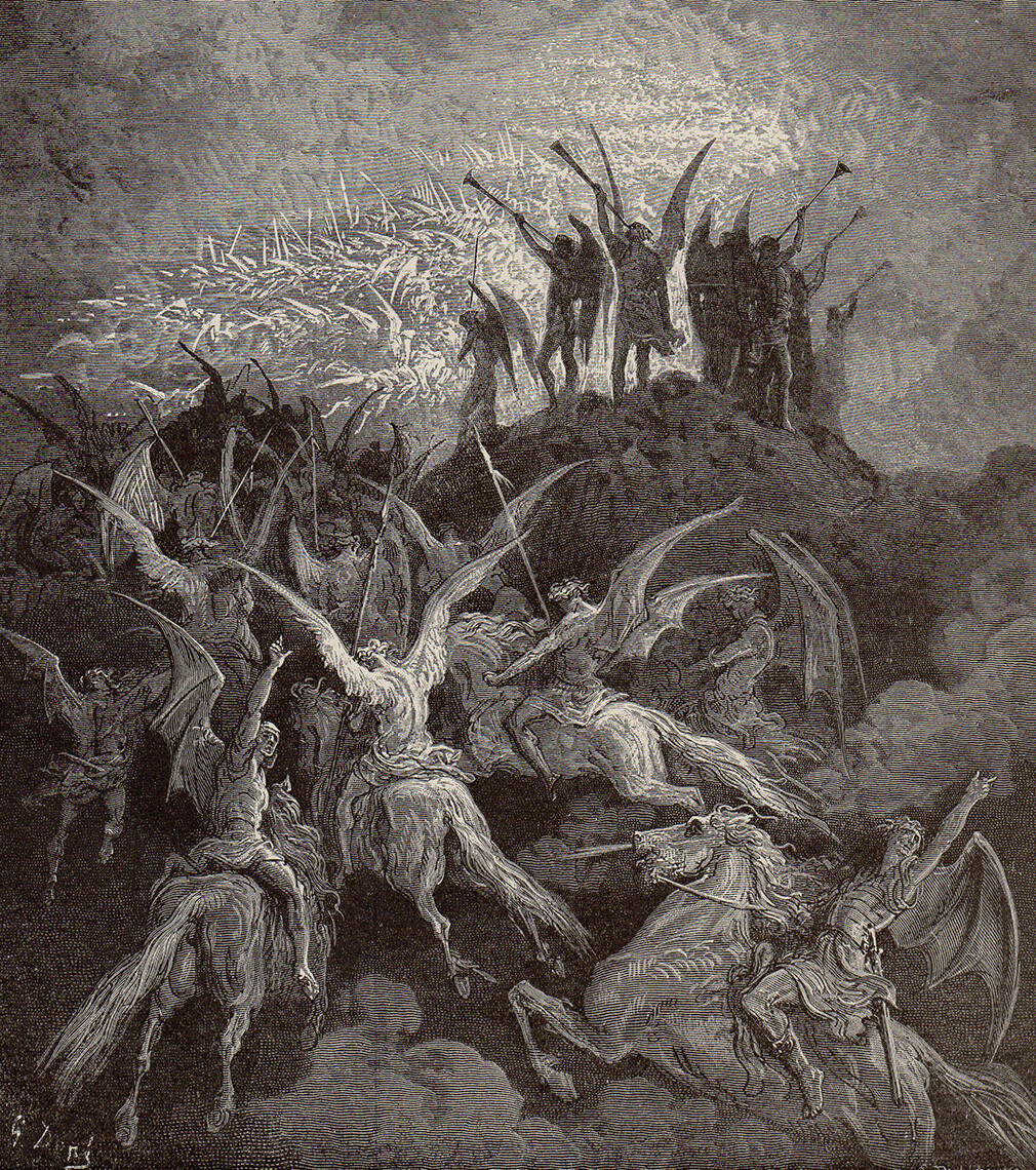Exceptional 1800s DORE Paradise Lost Woodcut SATAN & HIS PEERS