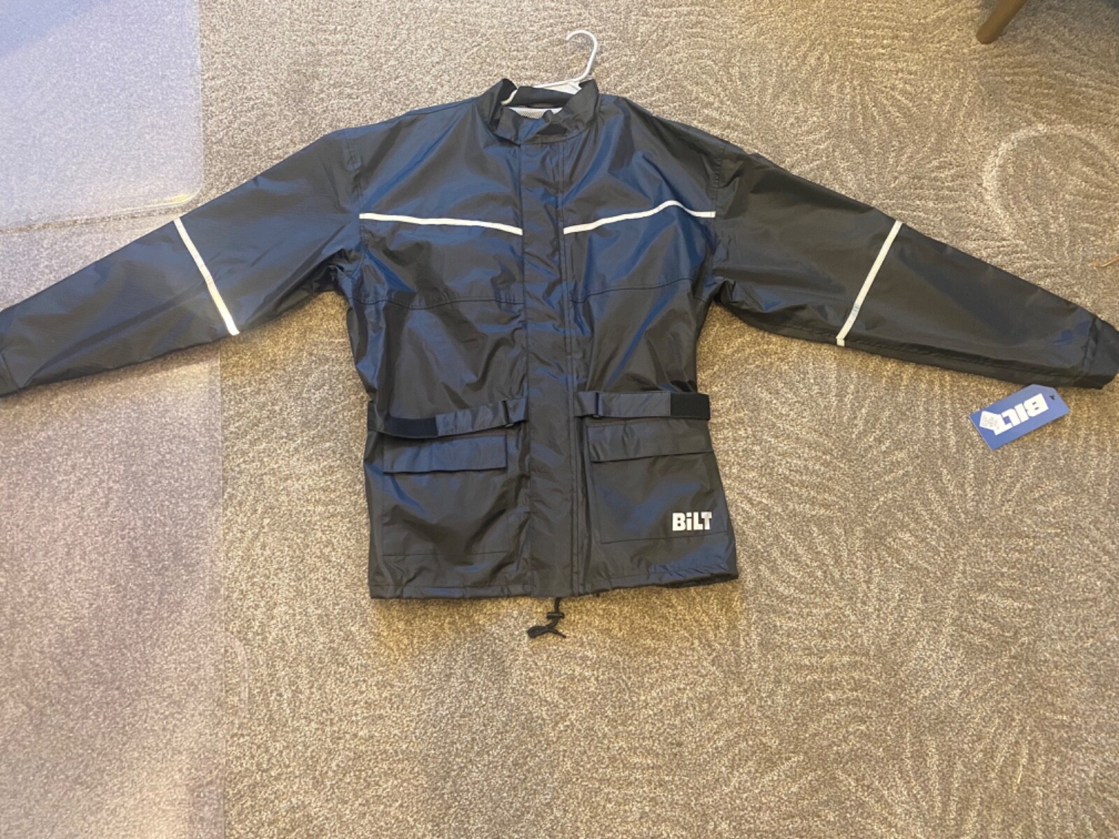 Bilt Motorcycle Rain Jacket, Black, Size 2XL. Polyester. Falak Tayyeb