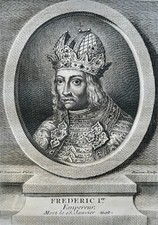 Frederic I EMPEROR (1122-1190) PORTRAIT ENGRAVING FROM 1770