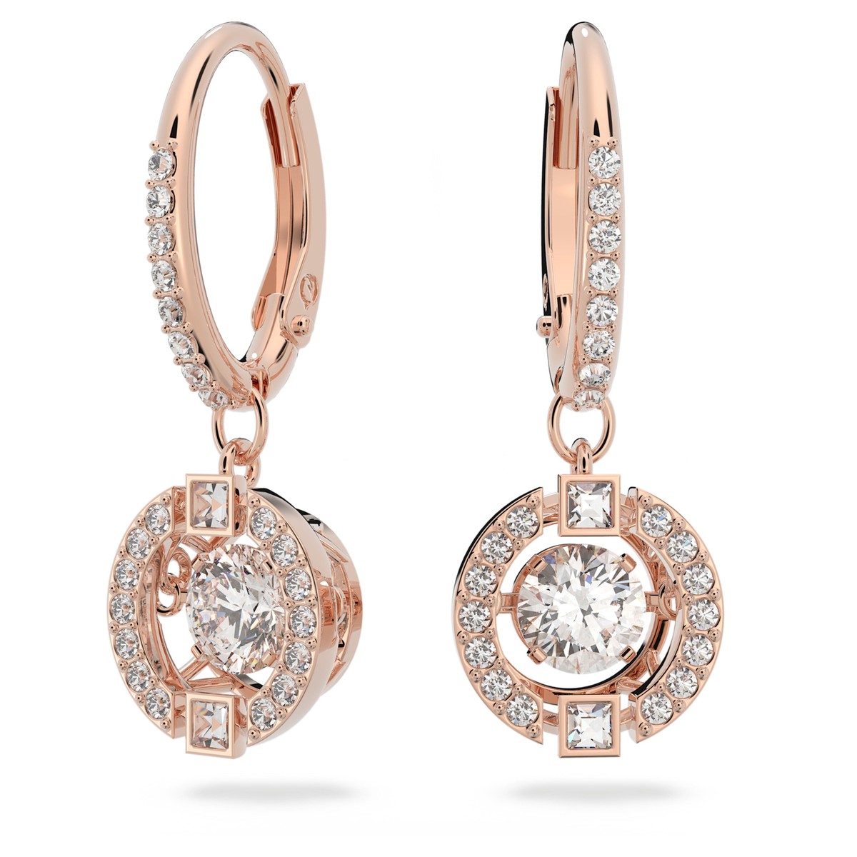 Swarovski Sparkling Dance Drop Earrings Round Cut, White, Rose