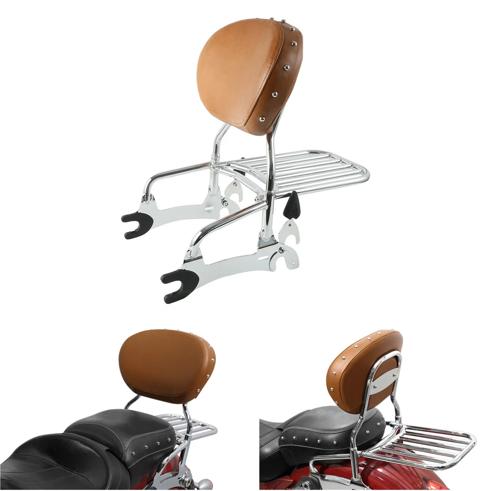 Sissy Bar Passenger Backrest Luggage Rack Fit For Indian Chief Vintage 2014-2018 - Image 2 of 4