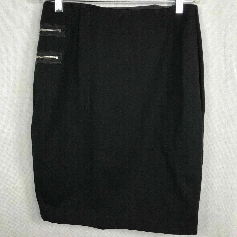 Falda para mujer G.I.L.I Got It Love It talla 10 negra elástica tejida cremallera lápiz Foto 3 de 4