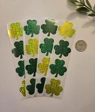 16 Sparkle Shamrock Stickers/St Patrick's Day Stickers/St Patrick's Day Favors