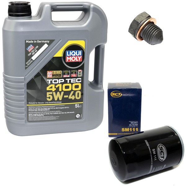 MotoröL Set 5W-40 5 Liter + ÖLfilter SM 111 + Schraube FüR Audi Seat VW Golf IV-image