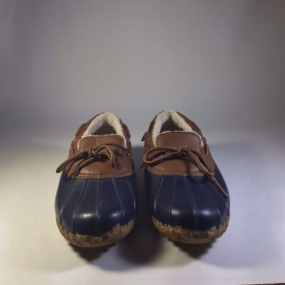 Women's JBU by Jambu Woodbury Waterproof Rain Duck Shoes Tan/Navy Blue Size 