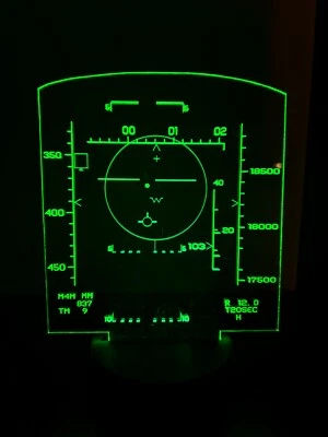 F-15C Eagle Acrylic Heads Up Display -HUD- LED Light -Sign - Night Light-