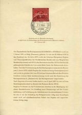 Alt Berlin ETB Nr.1 Ersttagsblatt Bund Stephan Michel 300 &euro; - a - Stempel 1956