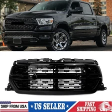 Big Horn Style Front Bumper Grille Gloss Black Fits For 2019-2023 2024 RAM 1500