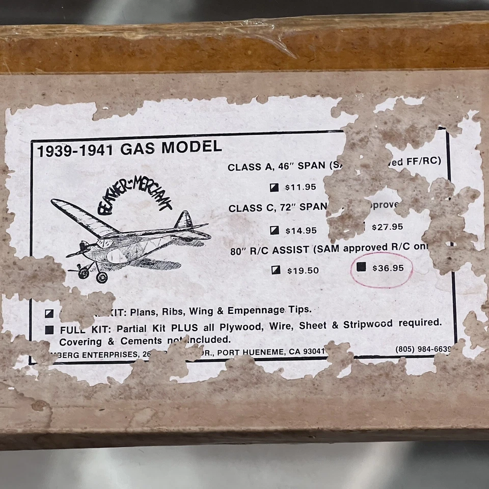 Feather Merchant Old Timer 1940 Model R/C Model Airplane Kit 80” Span SAM OK NOS - Image 3 of 4