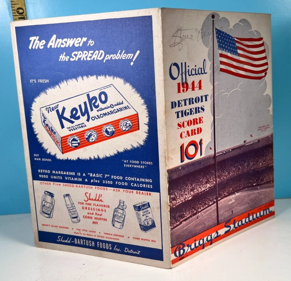 🔥 1944 Detroit Tigers Program v White Sox Uns. Steve O'Neil Mgr. Autograph🔥 - Image 2 of 4