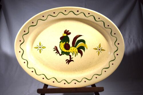MCM California Provincial by Metlox--Poppytrail--Red Green Rooster 14" Platter - Picture 2 of 4