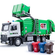 Garbage Truck Toys Metal Cab, Realistic Trash Truck Toys for Boys Kids with L...