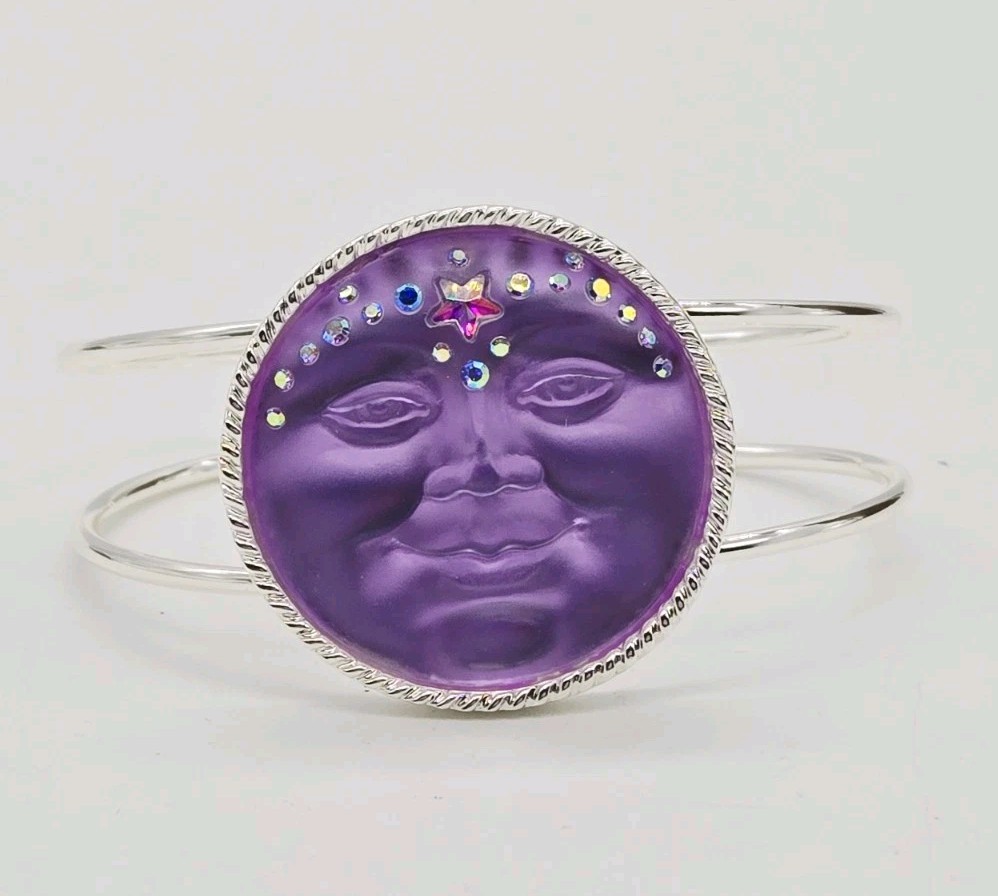 Kirks Folly Cuff Bracelet Venus Mystic Moonlight Seaview Moon Silver tone Violet