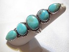 FABULOUS RETRO 2 1/4" LONG GENUINE TURQUOISE STERLING SILVER RING - SZ 8 - 11.1G — photo 2