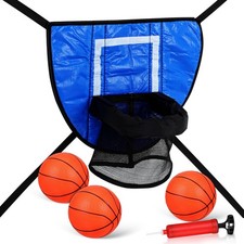 Mini Basketball Hoop for Trampoline with 3 Balls and Inflator Portable Trampo...