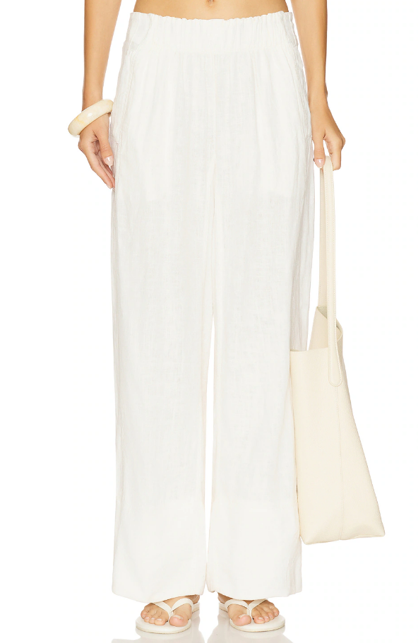 Free People Days End Linen Pull On Pant, Clean Ivory