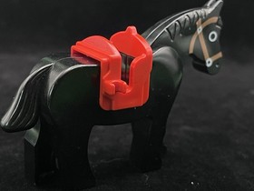 Lego Horse Black 6082 Red Saddle 2 Clips Fire Breathing Fortress Castle Knight
