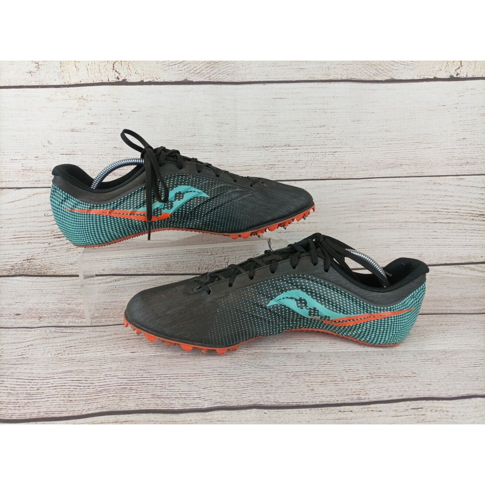 Saucony Mens Spitfire 5 Track Shoes Sz 9.5 Black Cool Mint Green thumbnail 2