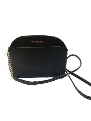 Michael Kors Jet Set Medium Black Crossbody Solid PVC Gold Chain Straps New
