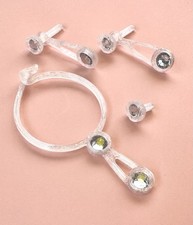 Riproduzione SUPERSTAR EPOCA Cristallo BARBIE LACRIMA Orecchini Collana Anello Set