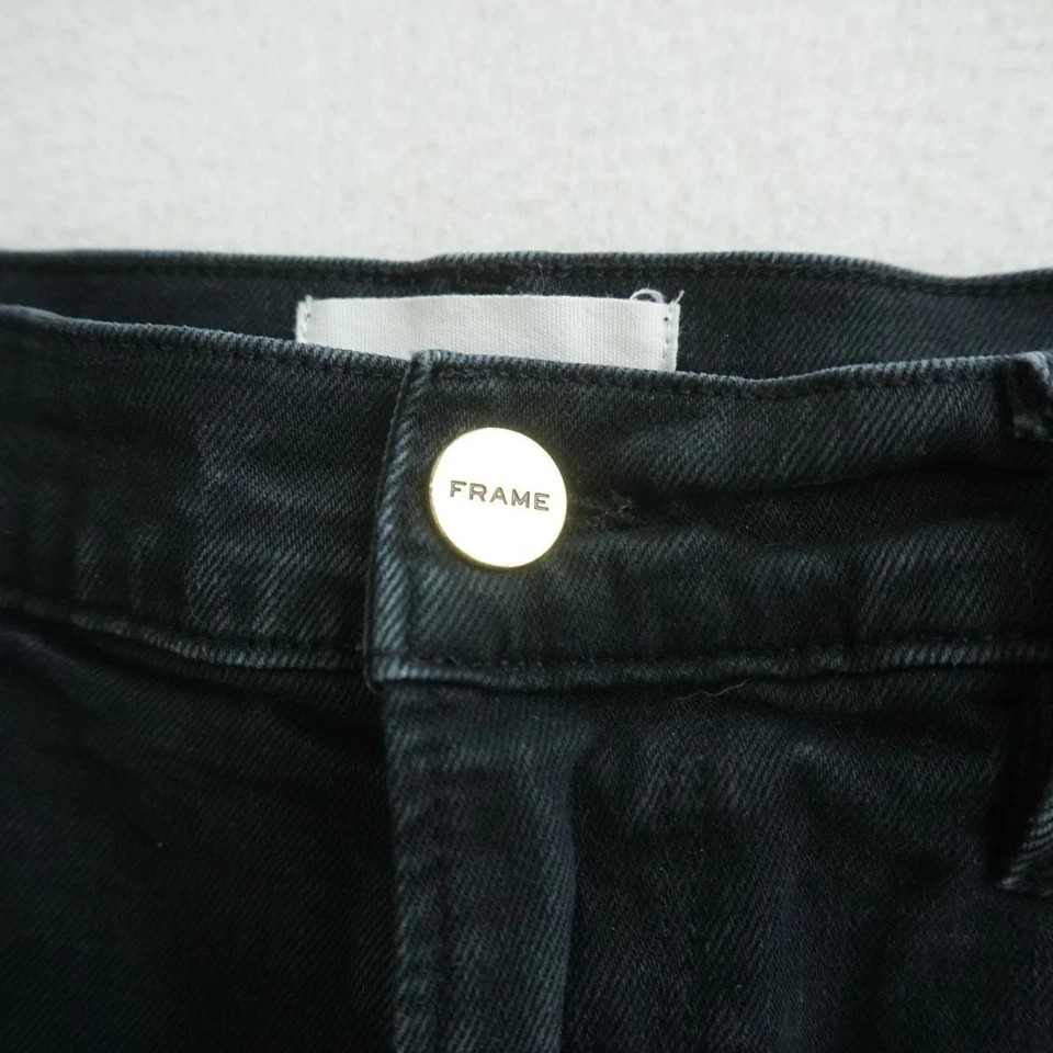 Pantalones cortos de mezclilla negros FRAME Le Vintage Bermudas para mujer talla 28 dobladillo crudo Foto 2 de 4