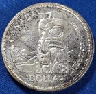 A 1958 Canada Silver Dollar!  Beautiful Coin! British Columbia Totem Pole