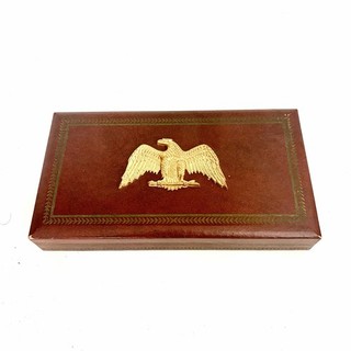 Vintage 60s PHILIPPE & SWANK Eagle Cufflink Jewelry Valet Box Brown